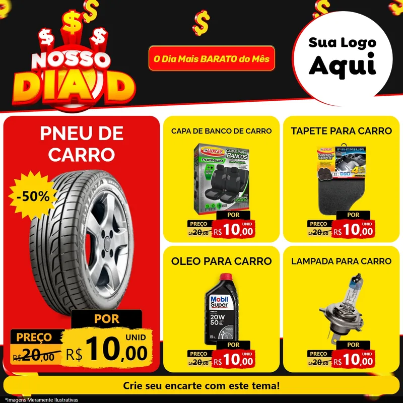 Modelo de Rede Social para Feed Facebook com o tema Nosso Dia D para Auto peças