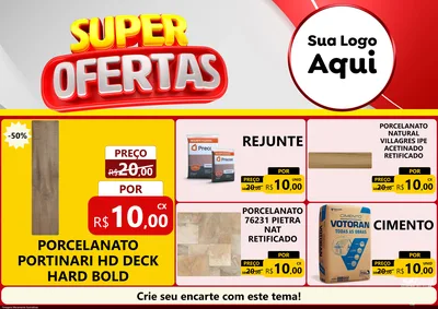 Modelo de Encarte para Encarte A4 Horizontal com o tema Super Ofertas para Pisos e revestimentos