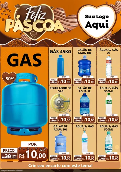 Modelo de Encarte para Encarte A4 Vertical com o tema Feliz Páscoa para Água e gás