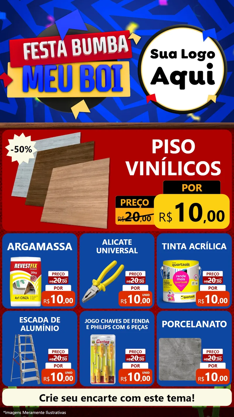 Modelo de Rede Social para Stories com o tema Festa Bumba meu Boi para Material para Construção