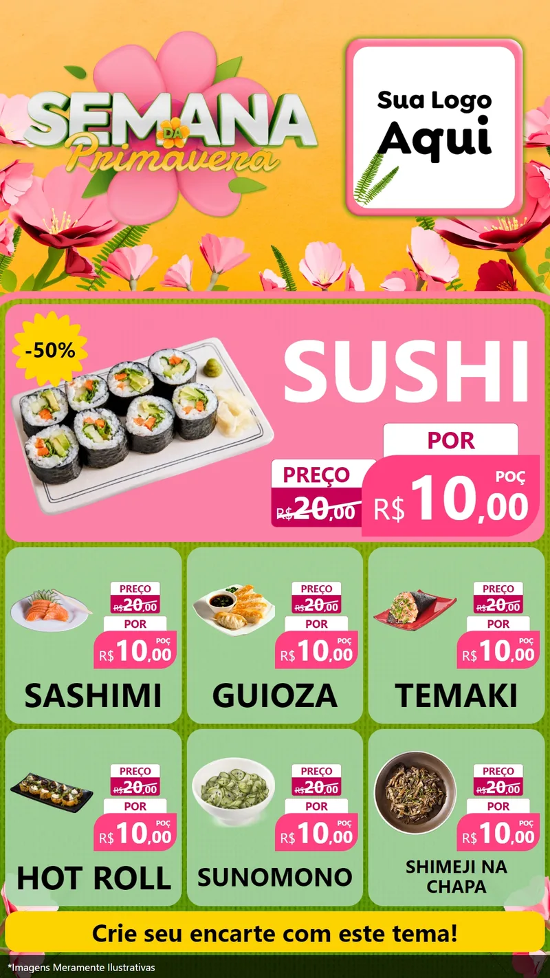 Modelo de Rede Social para Stories com o tema Semana da Primavera para Comida japonesa