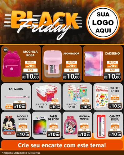 Modelo de Rede Social para Feed Instagram com o tema Black Friday para Papelaria