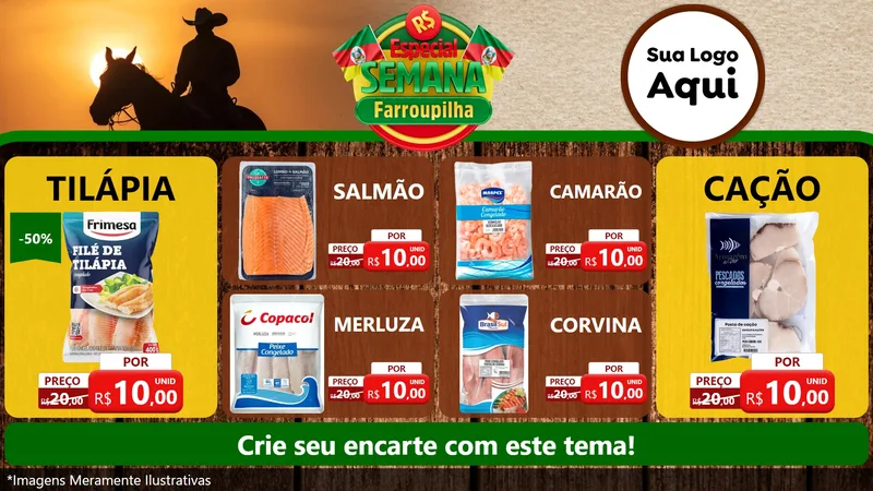 Modelo de TV para TV Horizontal com o tema Especial Semana Farroupilha para Peixaria