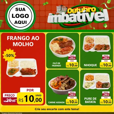 Modelo de Rede Social para Feed Facebook com o tema Outubro Imbatível para Restaurante
