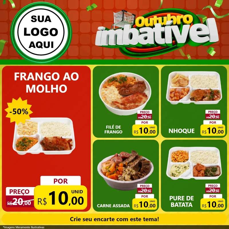 Modelo de Rede Social para Feed Facebook com o tema Outubro Imbatível para Restaurante