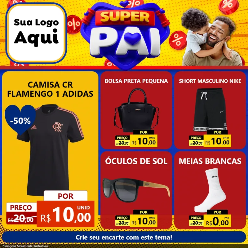 Modelo de Rede Social para Feed Facebook com o tema Super Pai para Roupas e acessórios