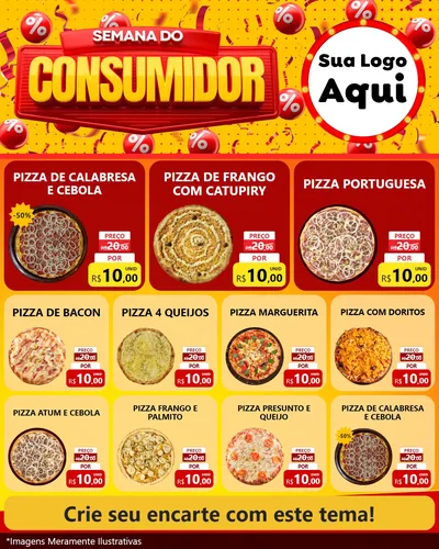 Modelo de Rede Social para Feed Instagram com o tema Semana do Consumidor para Pizzaria