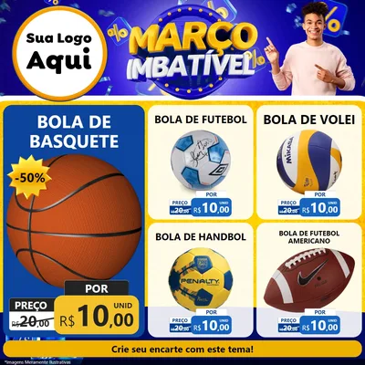 Modelo de Rede Social para Feed Facebook com o tema Março Imbatível para Artigos Esportivos