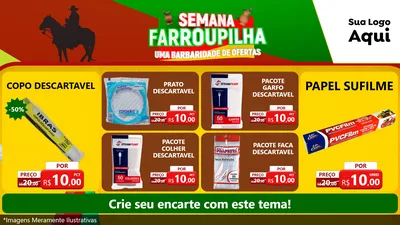 Modelo de TV para TV Horizontal com o tema Semana Farroupilha - Uma Barbaridade de Ofertas para Embalagens