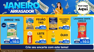 Modelo de TV para TV Horizontal com o tema Janeiro Arrasador para Supermercado