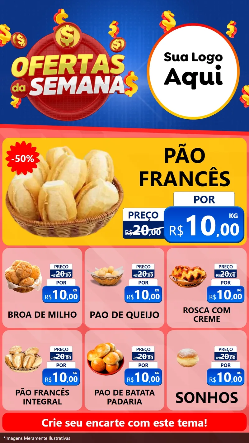 Modelo de Rede Social para Stories com o tema Ofertas Da Semana para Padaria