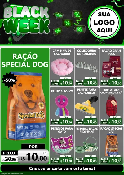 Modelo de Encarte para Encarte A4 Vertical com o tema Black Week para Pet Shop