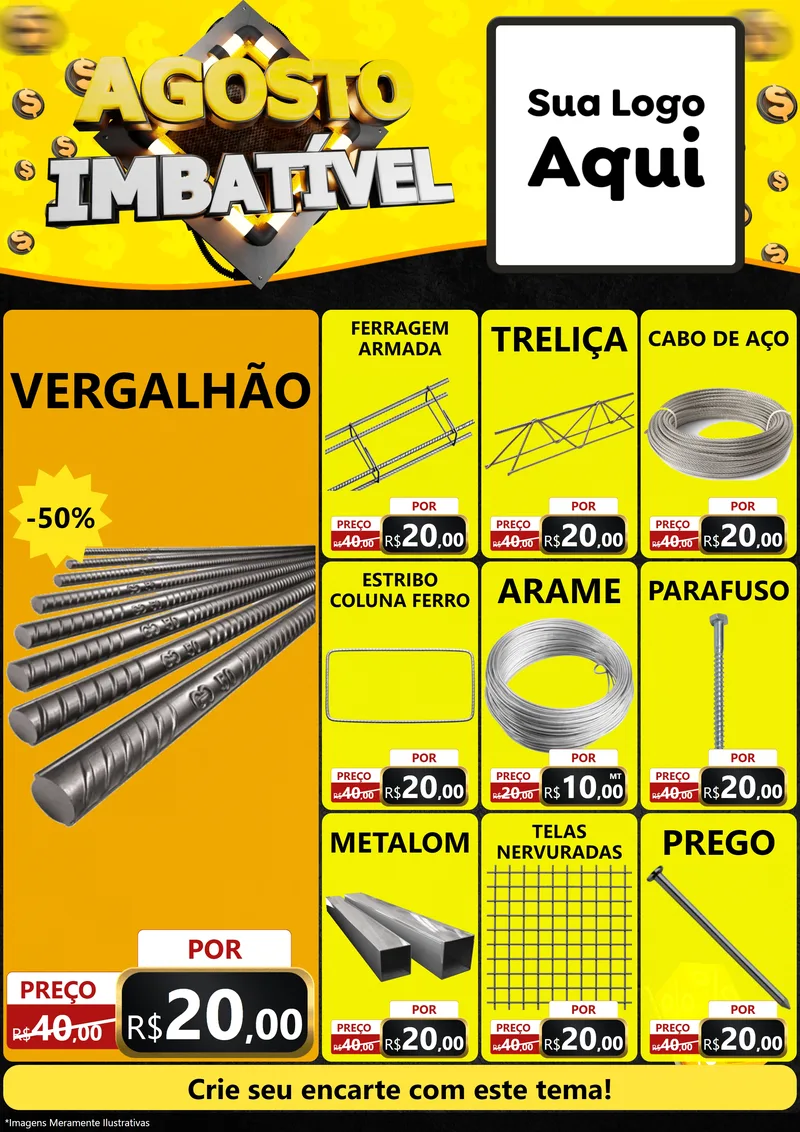 Modelo de Encarte para Encarte A4 Vertical com o tema Agosto Imbatível para Ferragens