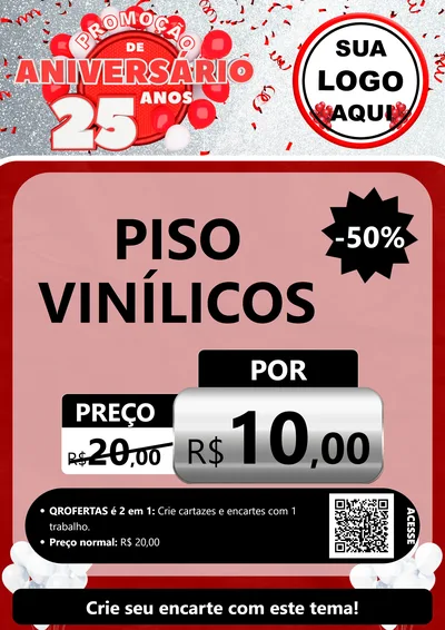 Modelo de Cartaz para Cartaz A4 Vertical com o tema Promoção de Aniversário - 25Anos para Material para Construção