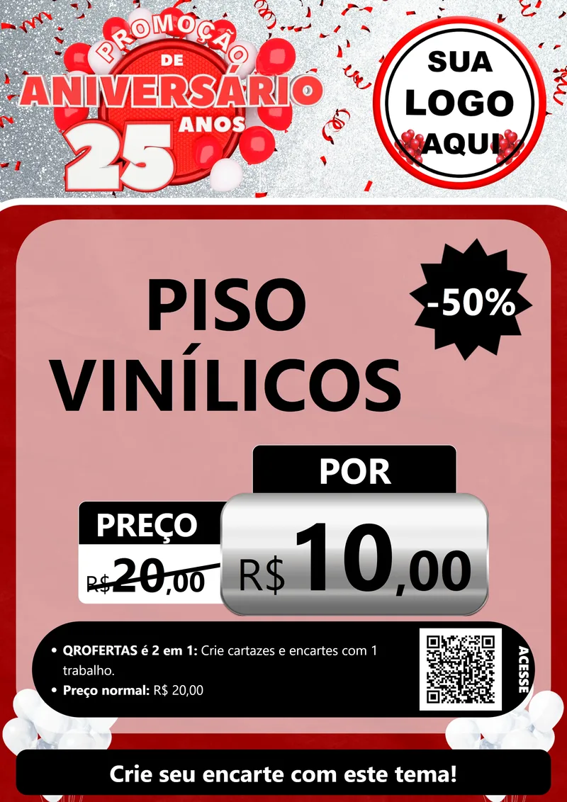 Modelo de Cartaz para Cartaz A4 Vertical com o tema Promoção de Aniversário - 25Anos para Material para Construção
