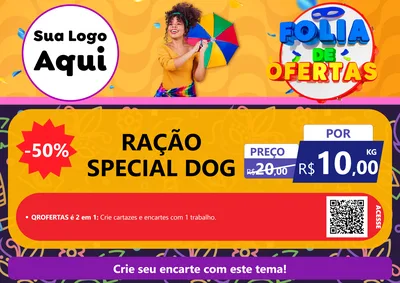 Modelo de Cartaz para Cartaz A4 Horizontal com o tema Folia de Ofertas para Pet Shop