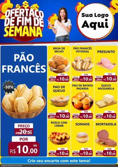Modelo de Encarte para Encarte A4 Vertical com o tema Ofertaço de Fim de Semana para Padaria