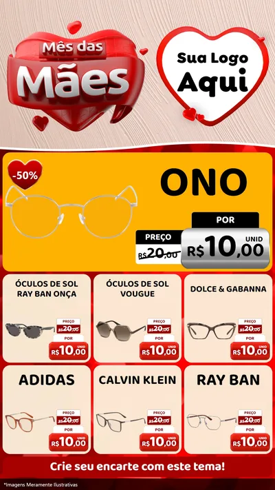 Modelo de Rede Social para Stories com o tema Mês das Mães para Óticas