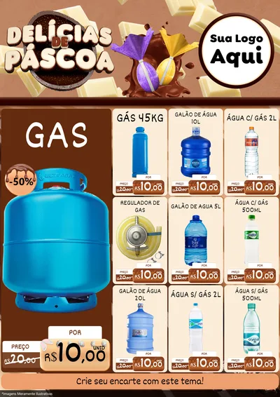 Modelo de Encarte para Encarte A4 Vertical com o tema Delícias de Páscoa para Água e gás