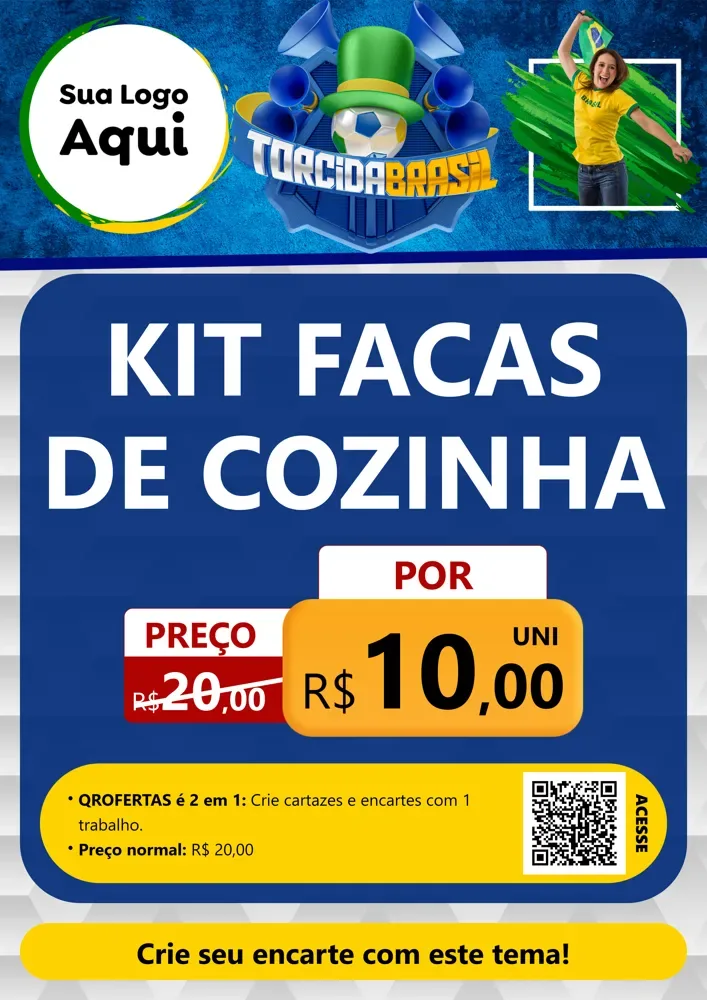 Modelo de Cartaz para Cartaz A4 Vertical com o tema Torcida Brasil - Copa para Utilidades Domésticas
