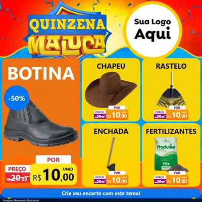 Modelo de Rede Social para Feed Facebook com o tema Quinzena Maluca para Agropecuária