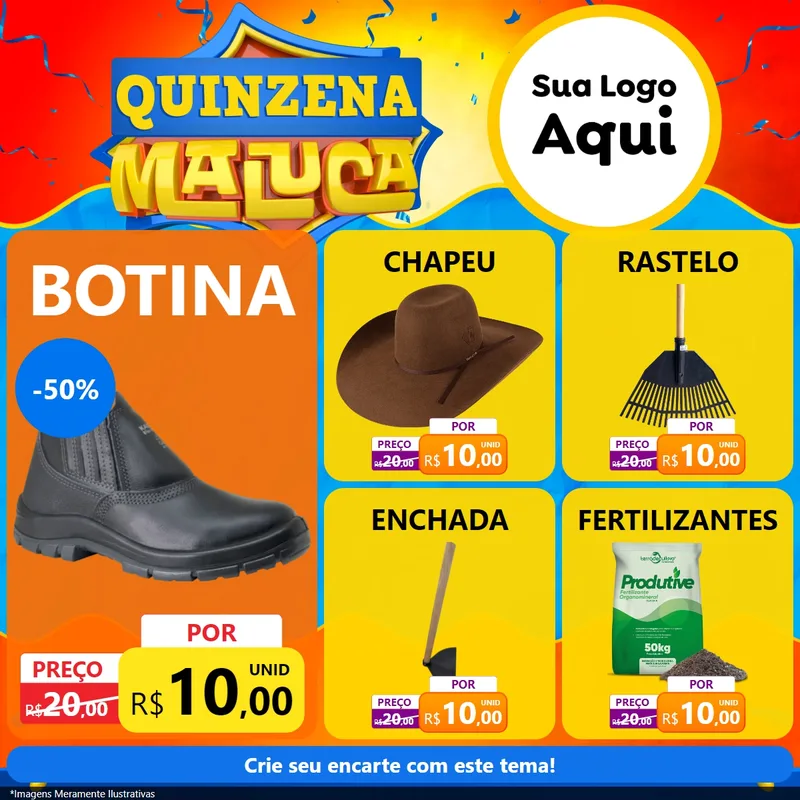 Modelo de Rede Social para Feed Facebook com o tema Quinzena Maluca para Agropecuária