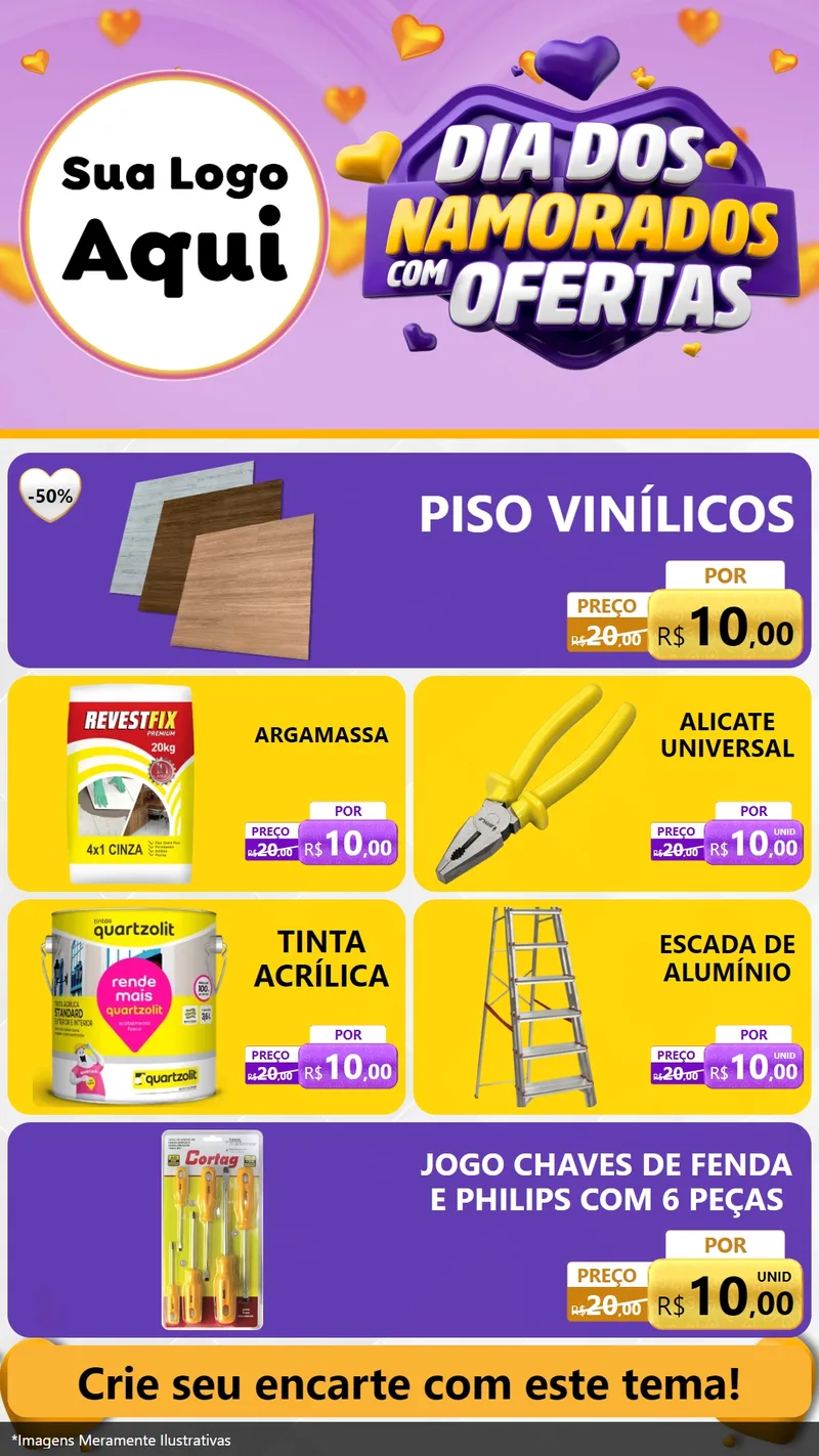 Modelo de TV para TV Vertical com o tema Dia Dos Namorados Com Ofertas para Material para Construção