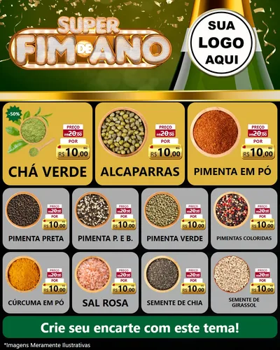 Modelo de Rede Social para Feed Instagram com o tema Super Fim de Ano para Produtos Naturais