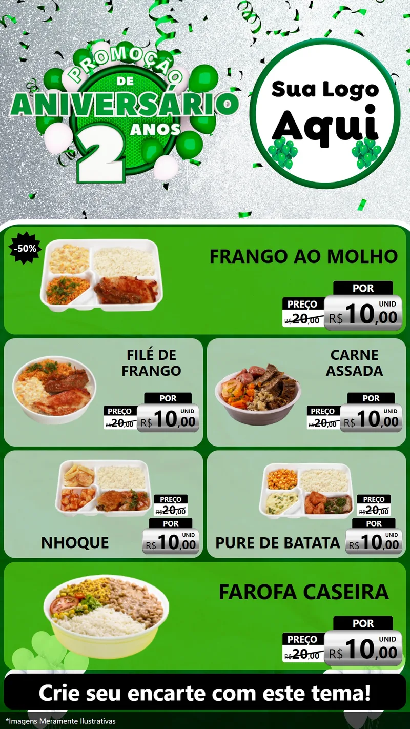 Modelo de TV para TV Vertical com o tema Promoção de Aniversário - 2 Anos para Restaurante