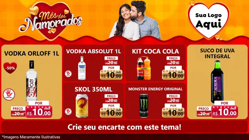 Modelo de TV para TV Horizontal com o tema Mês dos Namorados para Distribuidora de bebidas