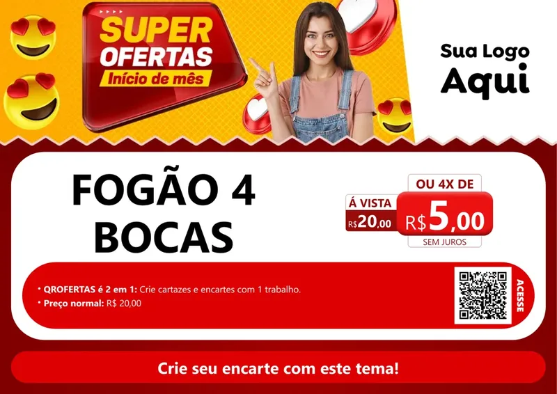 Modelo de Cartaz para Cartaz A4 Horizontal com o tema Super Ofertas Inicio De mês para Móveis e Eletro
