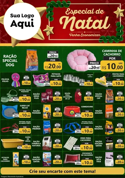 Modelo de Encarte para Encarte A4 Vertical com o tema Especial de Natal para Pet Shop