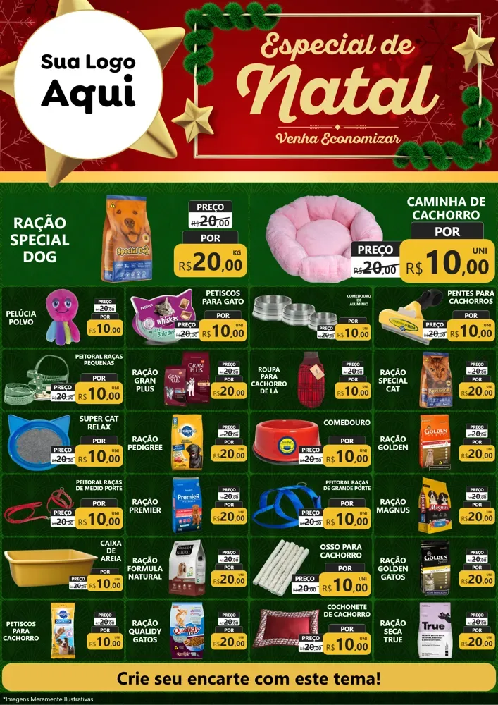 Modelo de Encarte para Encarte A4 Vertical com o tema Especial de Natal para Pet Shop