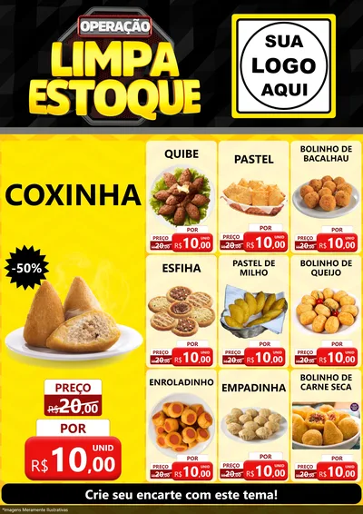Modelo de Encarte para Encarte A4 Vertical com o tema Operação Limpa Estoque para Salgadaria