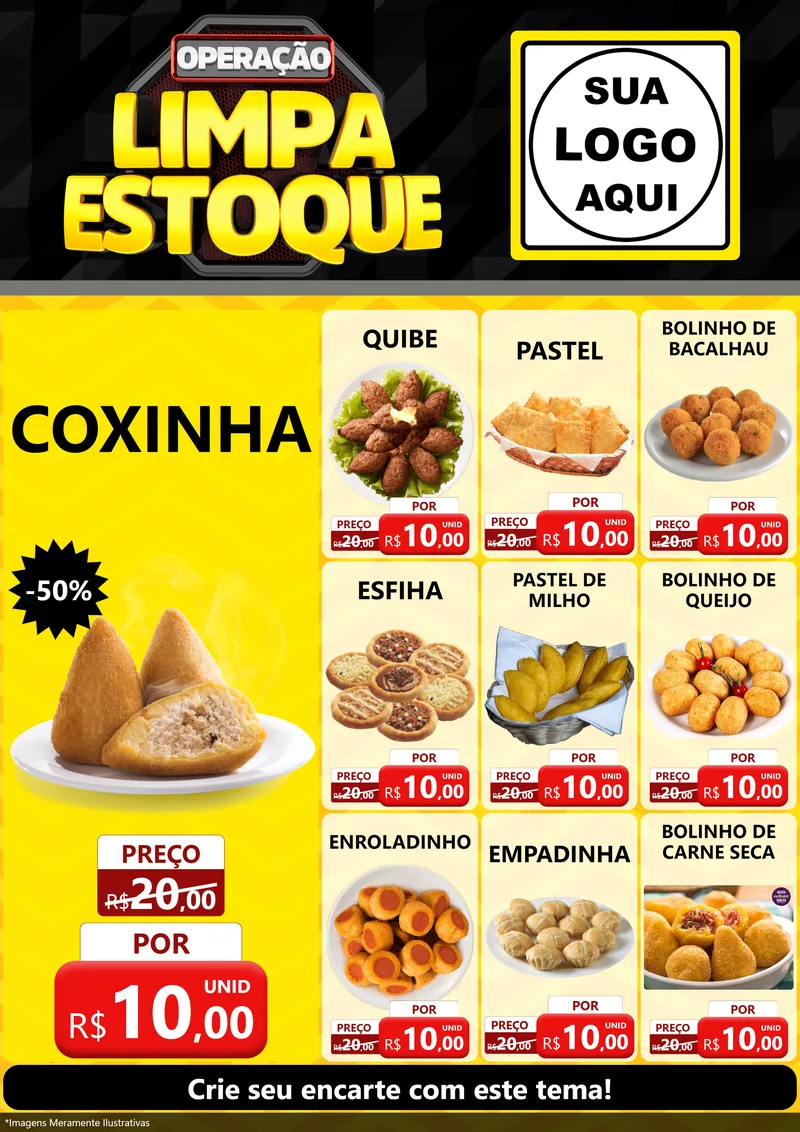 Modelo de Encarte para Encarte A4 Vertical com o tema Operação Limpa Estoque para Salgadaria