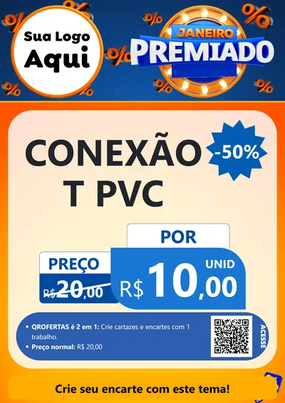 Modelo de Cartaz para Cartaz A4 Vertical com o tema Janeiro Premiado para Tubos e conexões