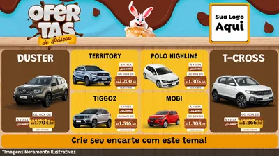 Modelo de TV para TV Horizontal com o tema Ofertas de Páscoa para Concessionaria de Carros