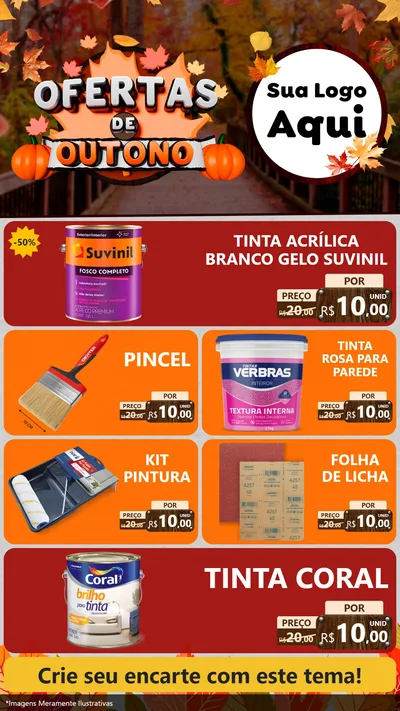 Modelo de TV para TV Vertical com o tema Ofertas de Outono para Tintas e Ferramentas