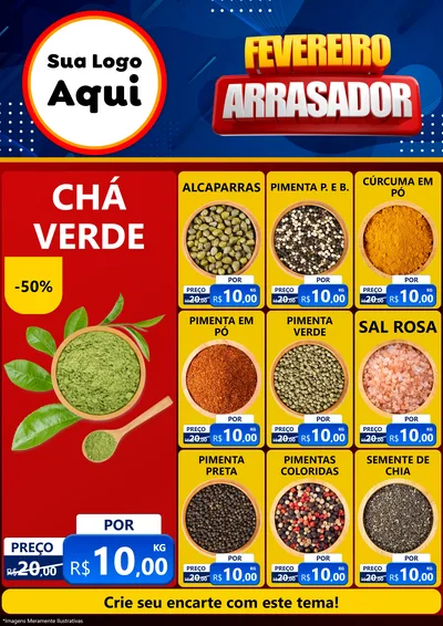 Modelo de Encarte para Encarte A4 Vertical com o tema Fevereiro Arrasador para Produtos Naturais