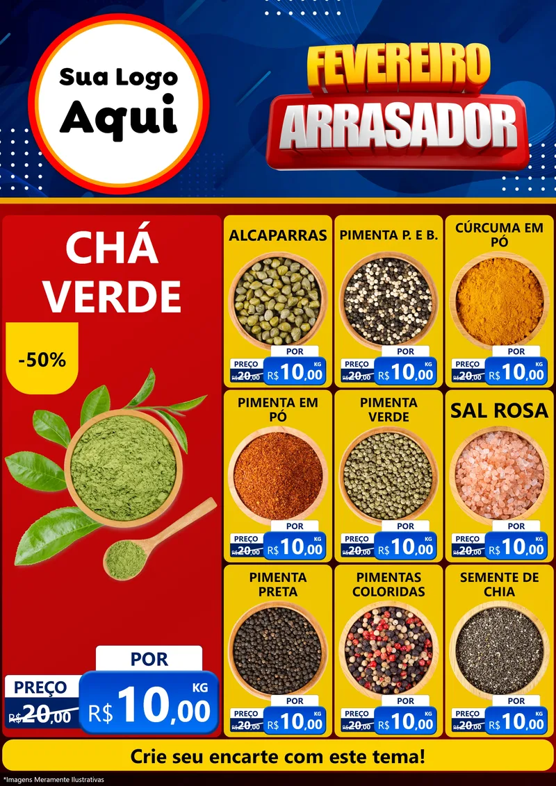 Modelo de Encarte para Encarte A4 Vertical com o tema Fevereiro Arrasador para Produtos Naturais