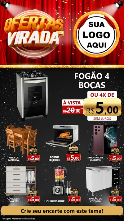 Modelo de Rede Social para Stories com o tema Ofertas da Virada para Móveis e Eletro