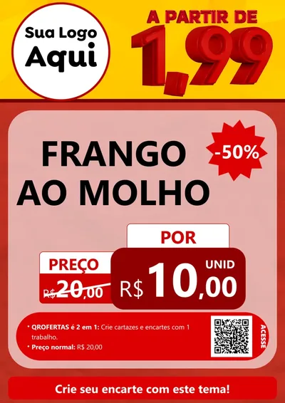 Modelo de Cartaz para Cartaz A4 Vertical com o tema A Partir de Um e Noventa e Nove - 1,99 para Restaurante