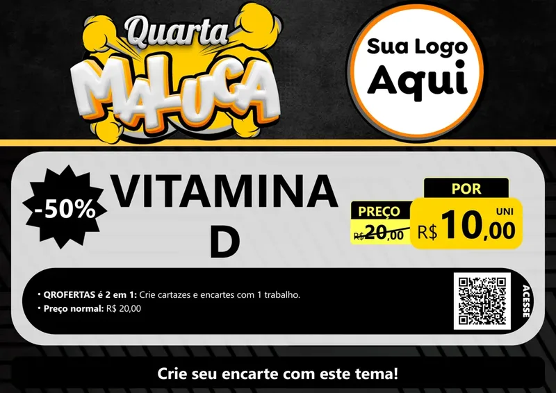 Modelo de Cartaz para Cartaz A4 Horizontal com o tema Quarta Maluca para Farmácia