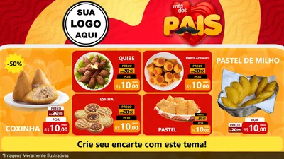 Modelo de TV para TV Horizontal com o tema Mês Dos Pais para Salgadaria