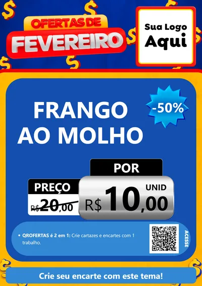 Modelo de Cartaz para Cartaz A4 Vertical com o tema Ofertas de Fevereiro para Restaurante