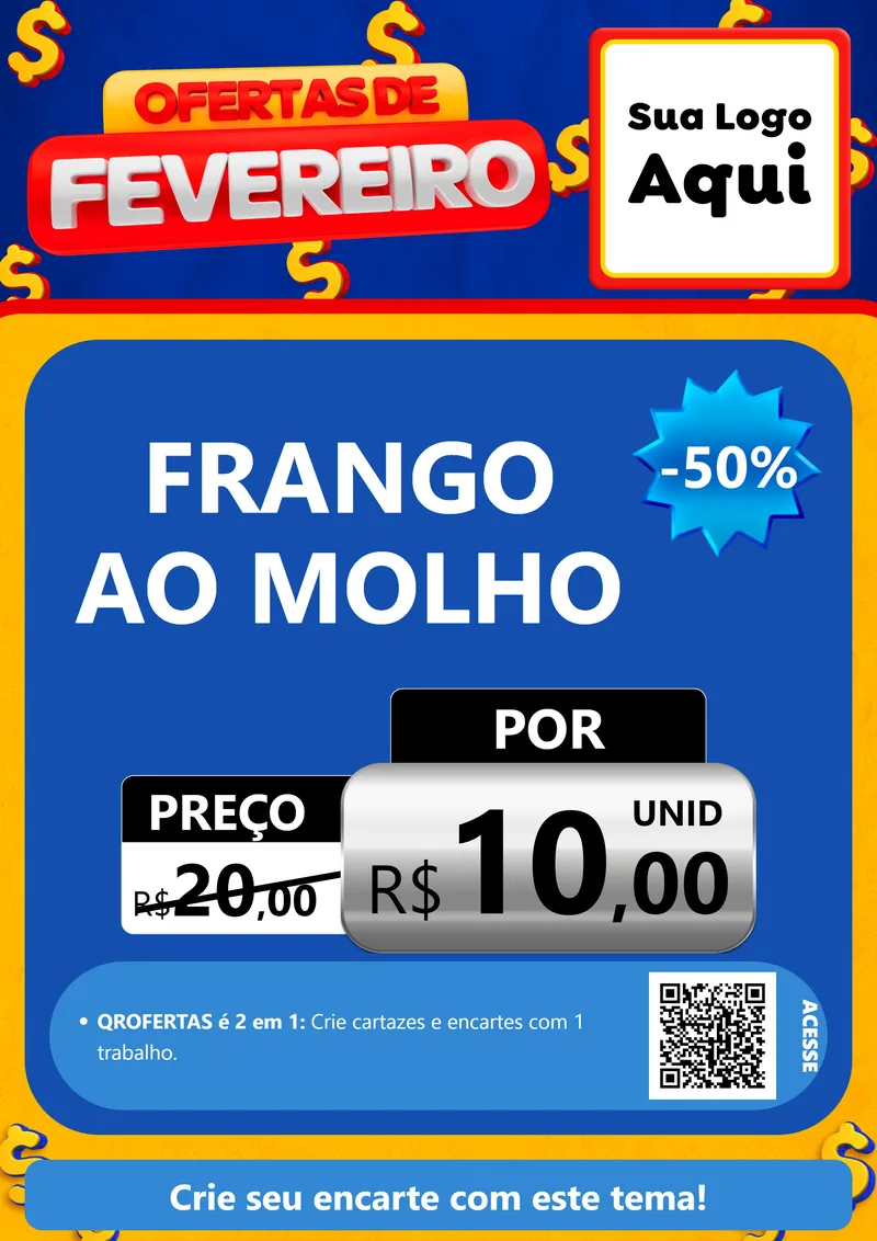 Modelo de Cartaz para Cartaz A4 Vertical com o tema Ofertas de Fevereiro para Restaurante