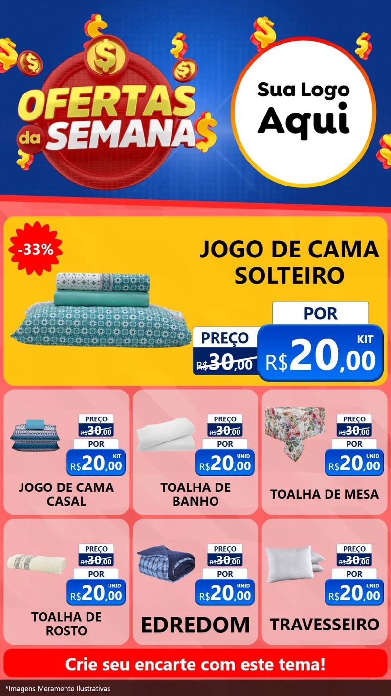 Modelo de Rede Social para Stories com o tema Ofertas Da Semana para Cama, Mesa e Banho