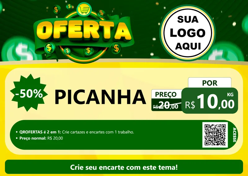 Modelo de Cartaz para Cartaz A4 Horizontal com o tema Oferta para Açougue