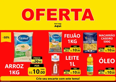 Modelo de Encarte para Encarte A4 Horizontal com o tema OFERTA - Vermelho Cartaz para Supermercado