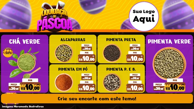 Modelo de TV para TV Horizontal com o tema Liquidação de Páscoa para Produtos Naturais